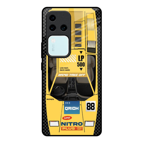 Yellow Racing Car Vivo V30 Pro 5G Glass Back Cover Online
