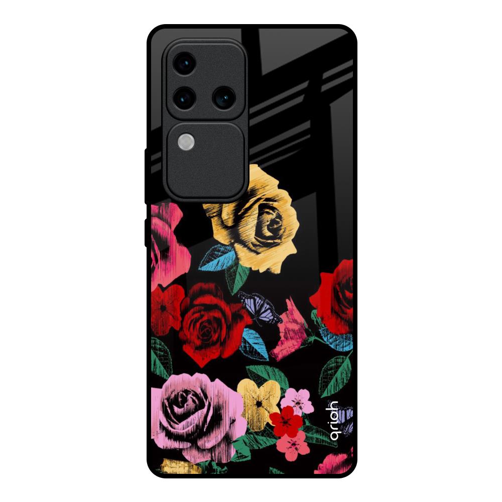 Floral Decorative Vivo V30 Pro 5G Glass Back Cover Online