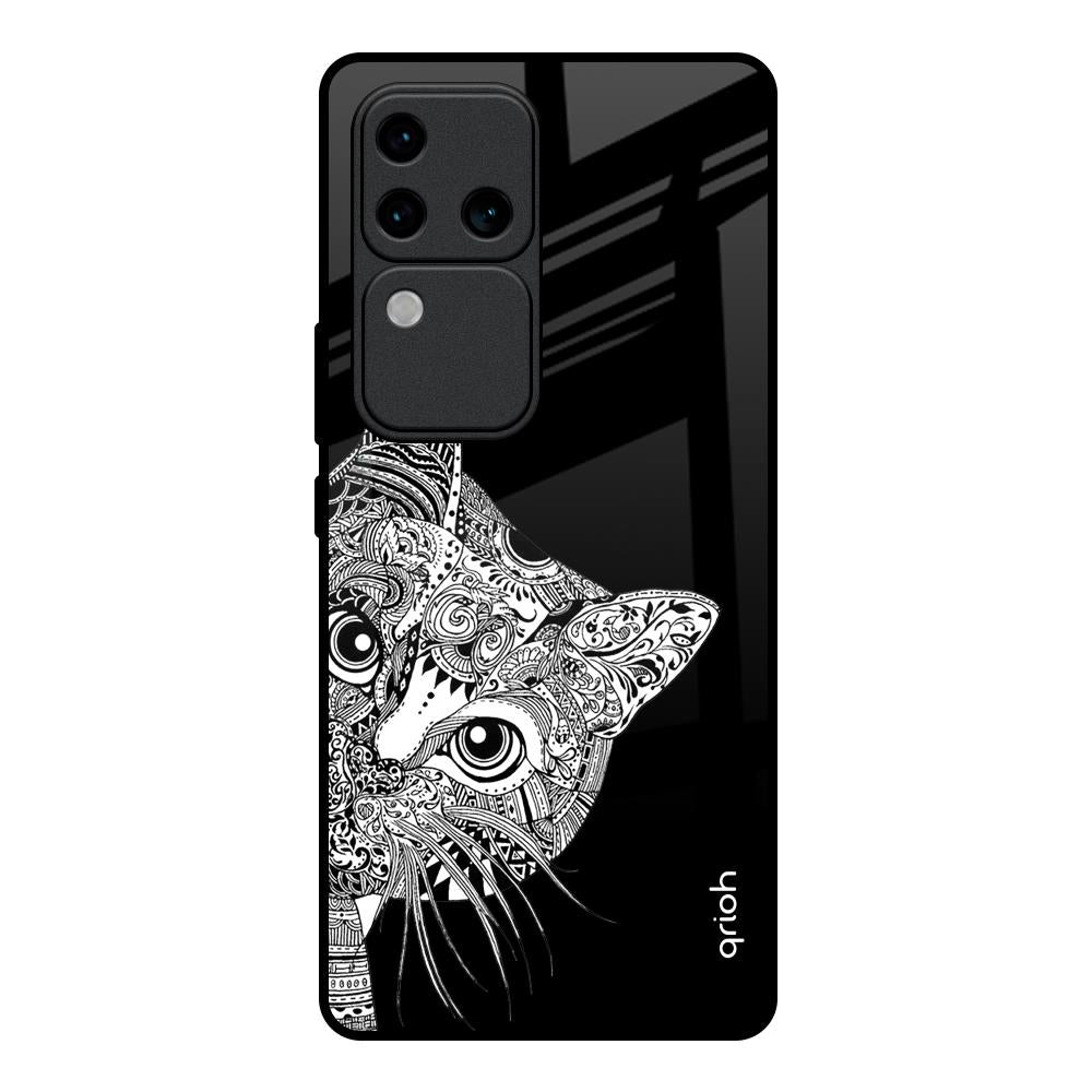 Kitten Mandala Vivo V30 Pro 5G Glass Back Cover Online