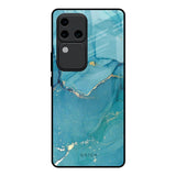 Blue Golden Glitter Vivo V30 Pro 5G Glass Back Cover Online