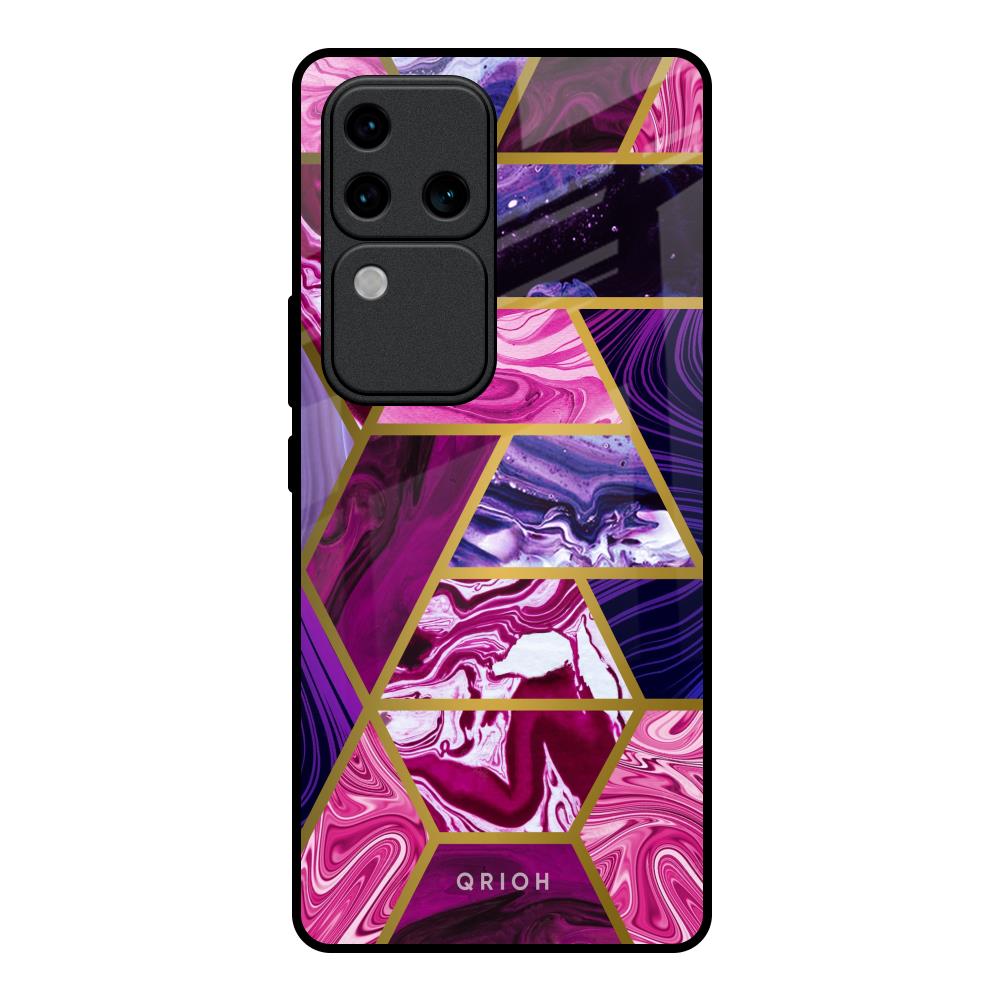 Electroplated Geometric Marble Vivo V30 Pro 5G Glass Back Cover Online