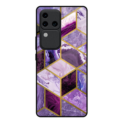 Purple Rhombus Marble Vivo V30 Pro 5G Glass Back Cover Online