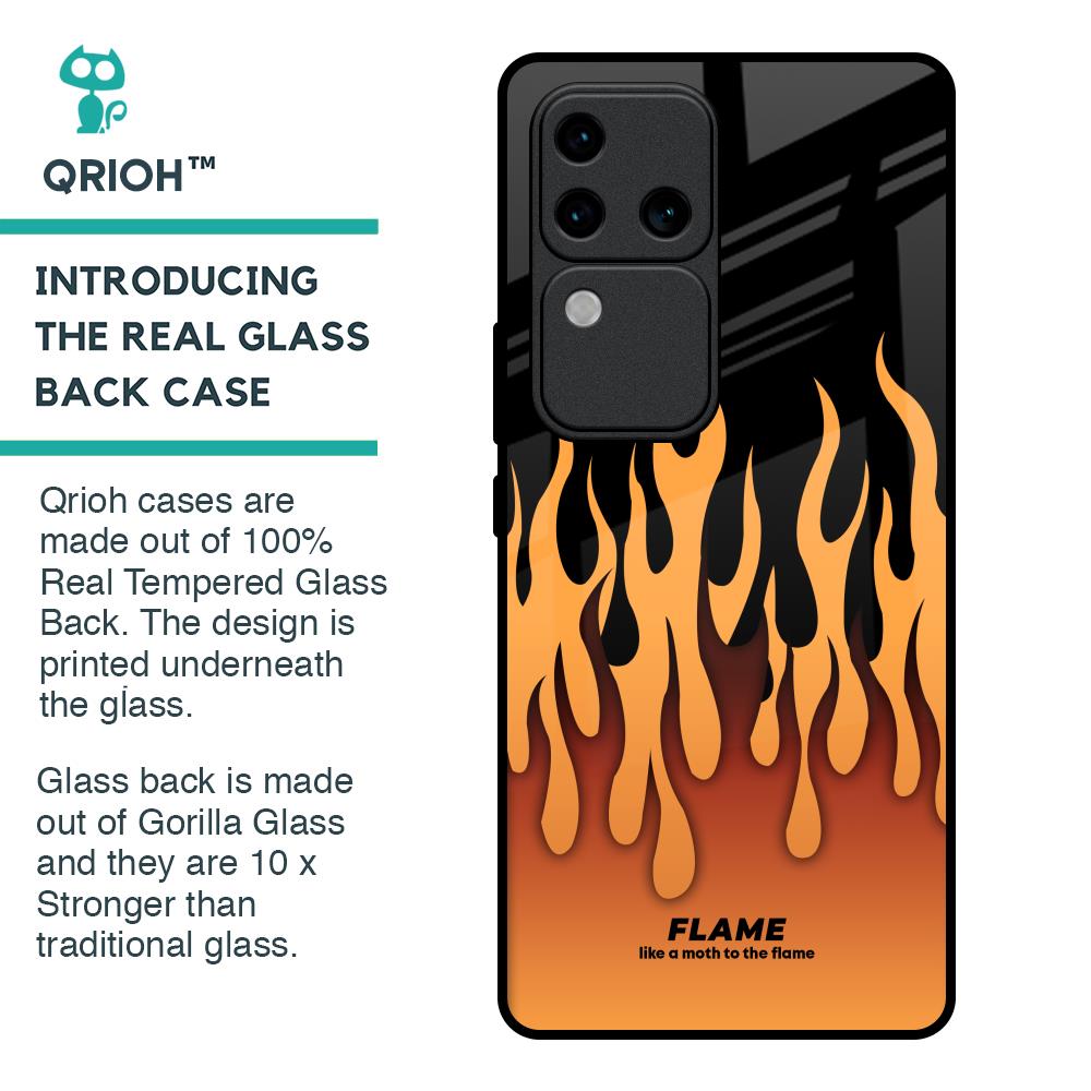 Fire Flame Glass Case for Vivo V30 Pro 5G