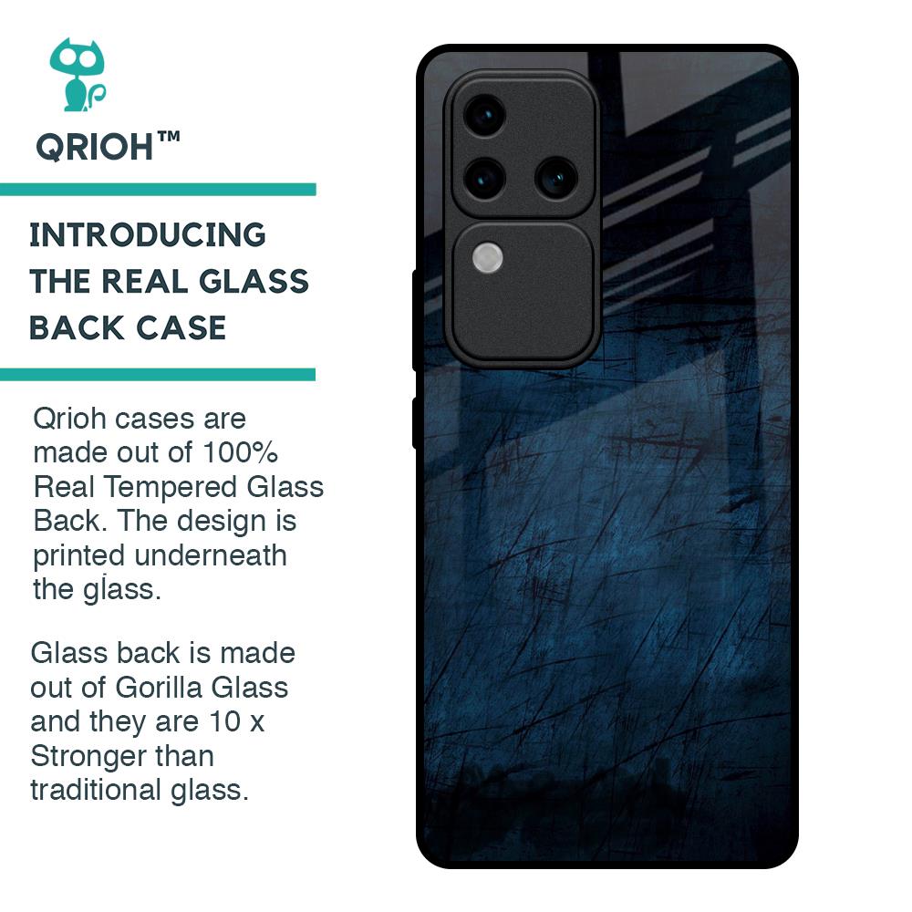 Dark Blue Grunge Glass Case for Vivo V30 Pro 5G