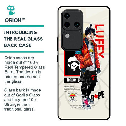 Bape Luffy Glass Case for Vivo V30 Pro 5G