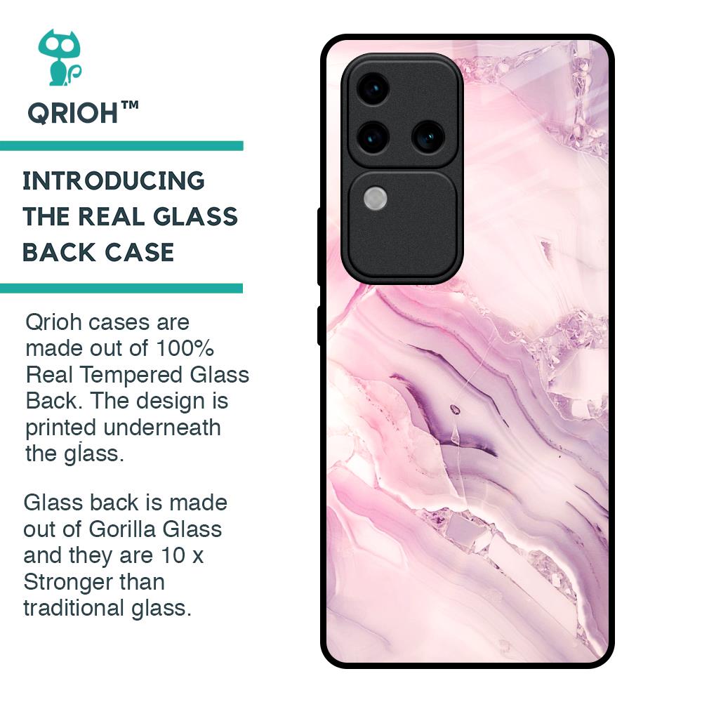 Diamond Pink Gradient Glass Case For Vivo V30 Pro 5G