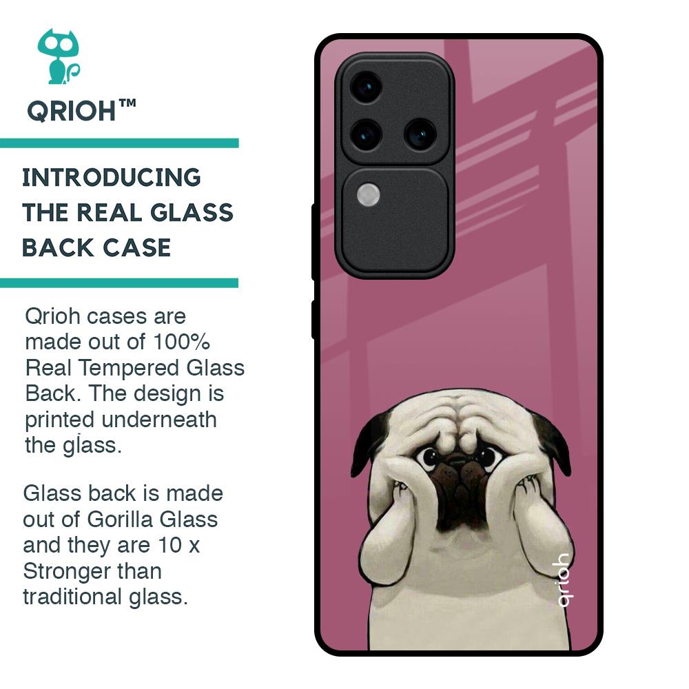 Funny Pug Face Glass Case For Vivo V30 Pro 5G