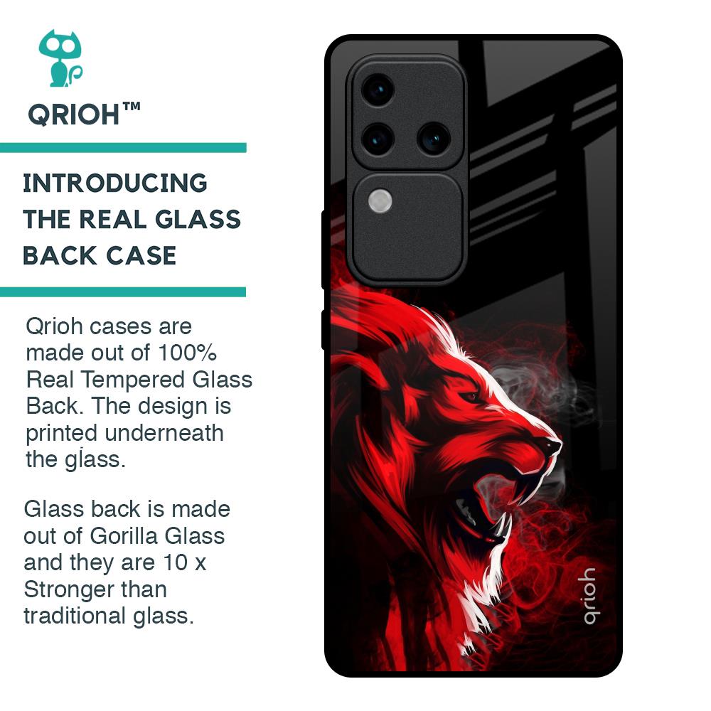 Red Angry Lion Glass Case for Vivo V30 Pro 5G