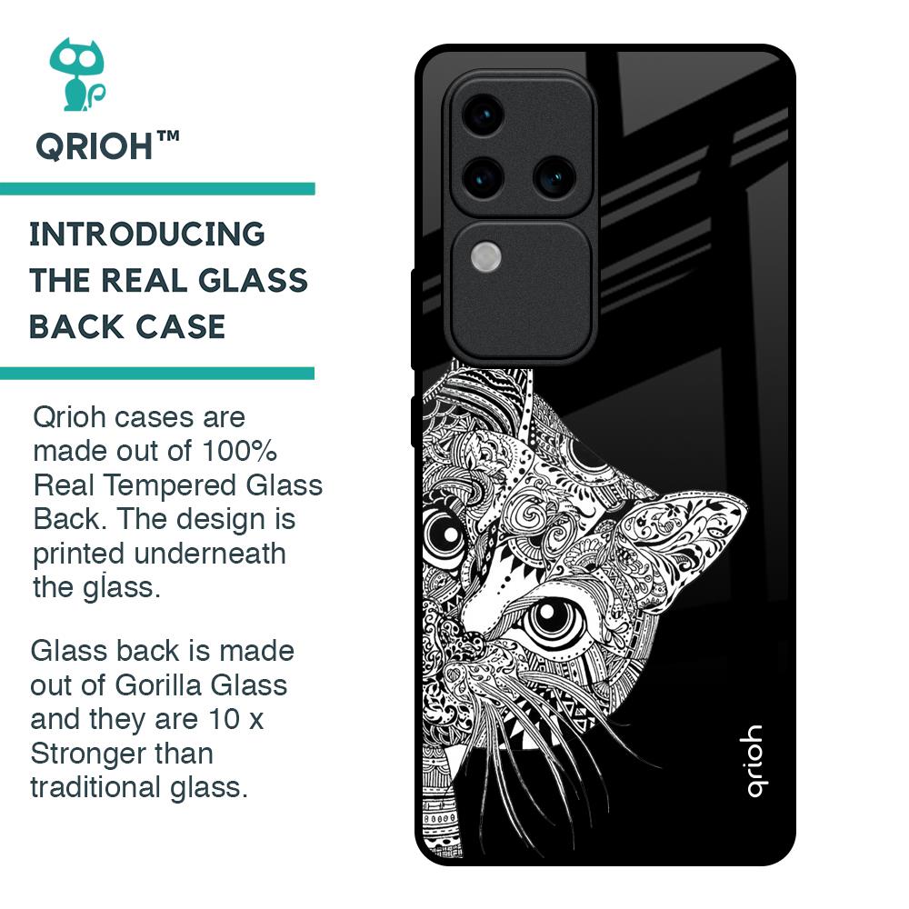 Kitten Mandala Glass Case for Vivo V30 Pro 5G