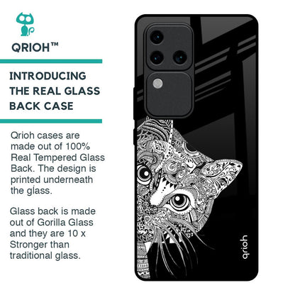 Kitten Mandala Glass Case for Vivo V30 Pro 5G