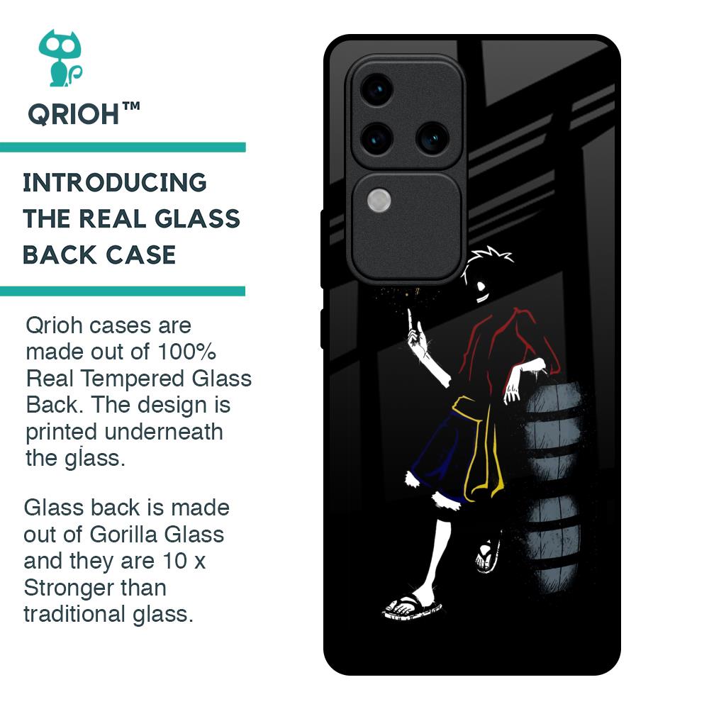 Luffy Line Art Glass Case for Vivo V30 Pro 5G