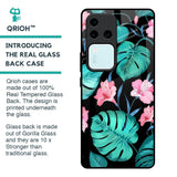 Tropical Leaves & Pink Flowers Glass Case for Vivo V30 Pro 5G