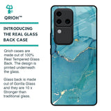 Blue Golden Glitter Glass Case for Vivo V30 Pro 5G
