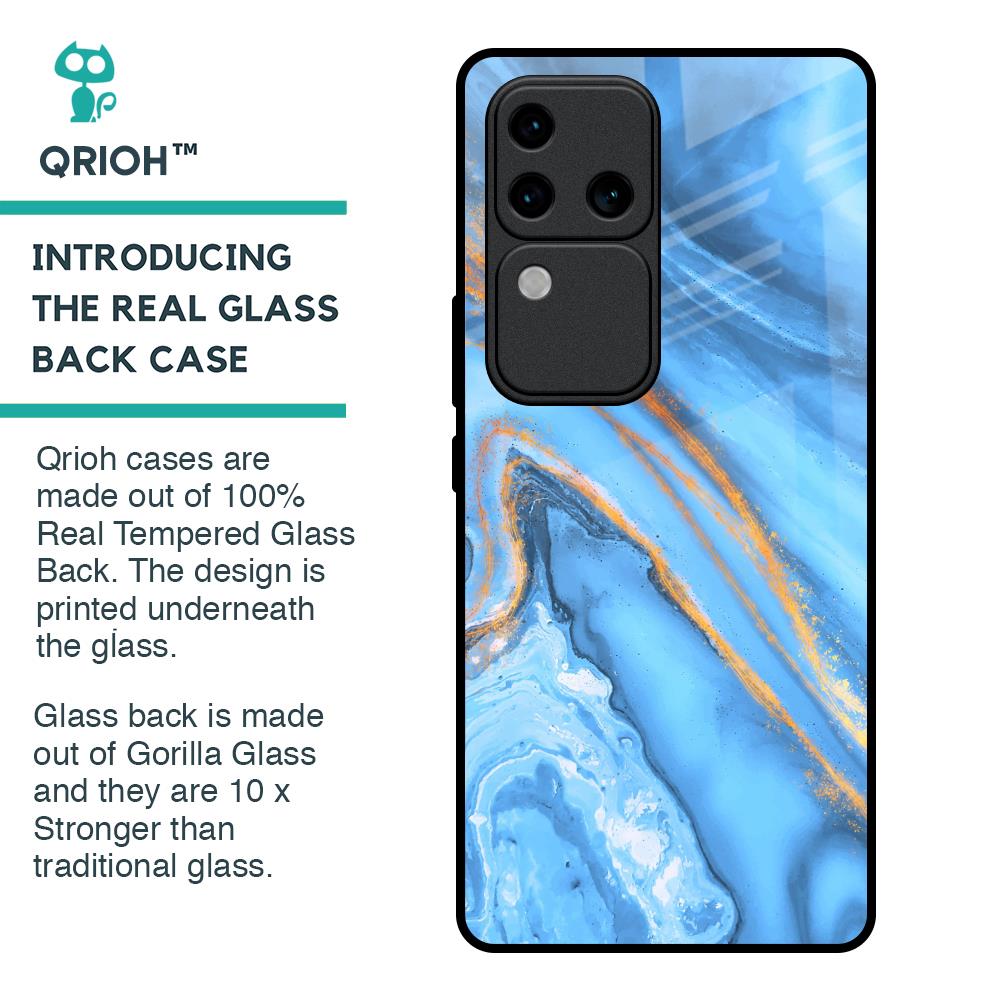 Vibrant Blue Marble Glass Case for Vivo V30 Pro 5G