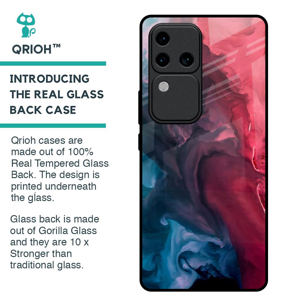 Blue & Red Smoke Glass Case for Vivo V30 Pro 5G