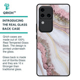 Pink & Gold Gllitter Marble Glass Case for Vivo V30 Pro 5G