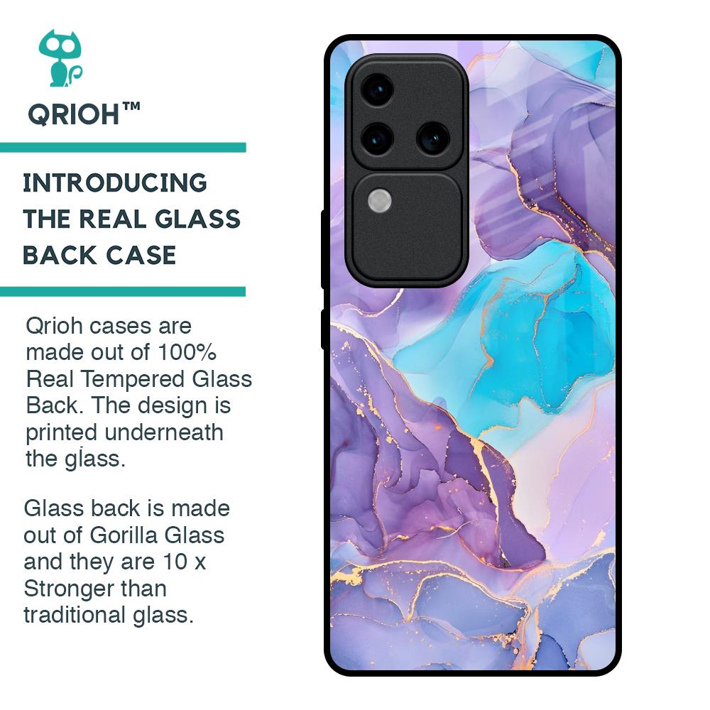 Alcohol ink Marble Glass Case for Vivo V30 Pro 5G