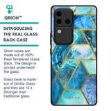 Turquoise Geometrical Marble Glass Case for Vivo V30 Pro 5G