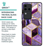 Purple Rhombus Marble Glass Case for Vivo V30 Pro 5G
