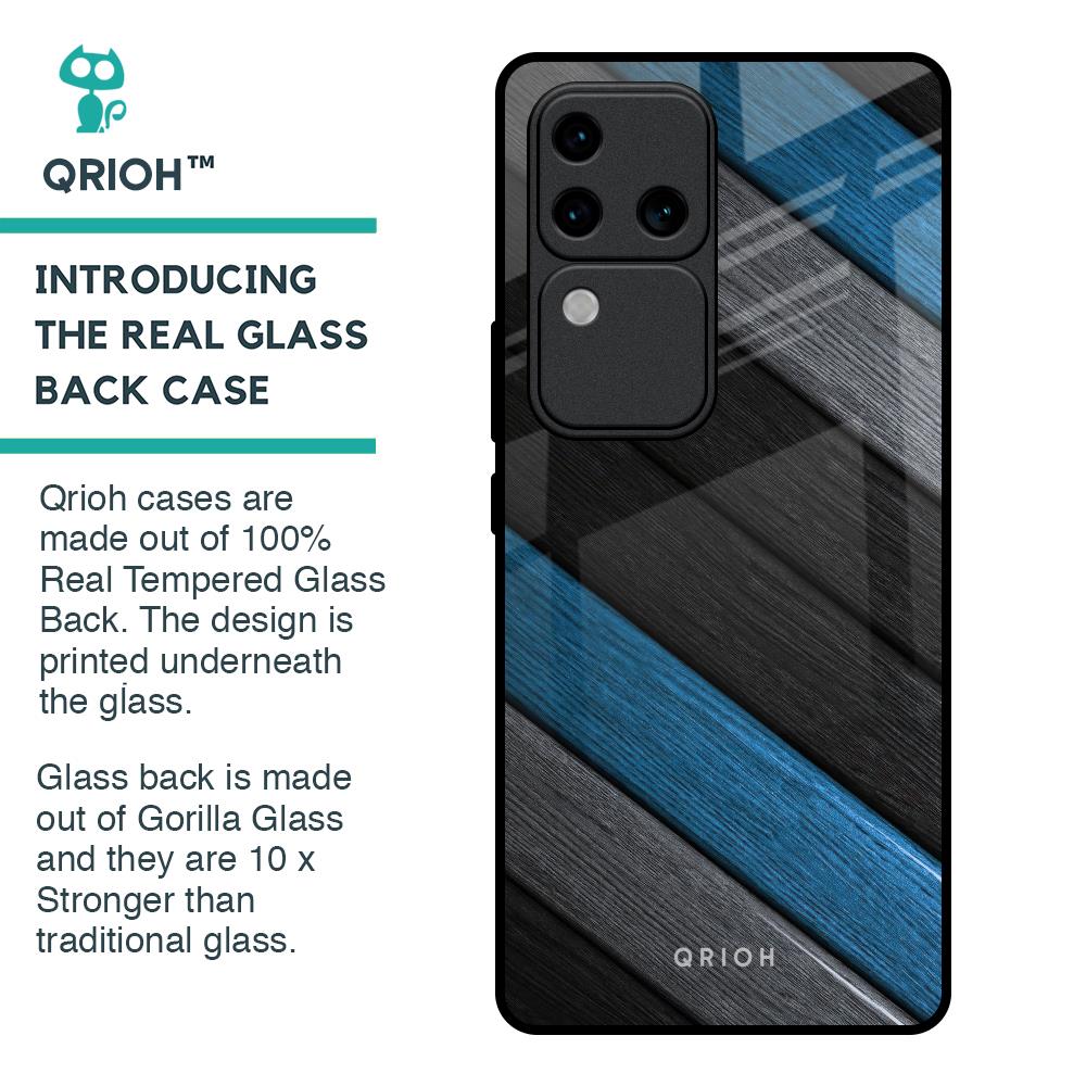 Multicolor Wooden Effect Glass Case for Vivo V30 Pro 5G