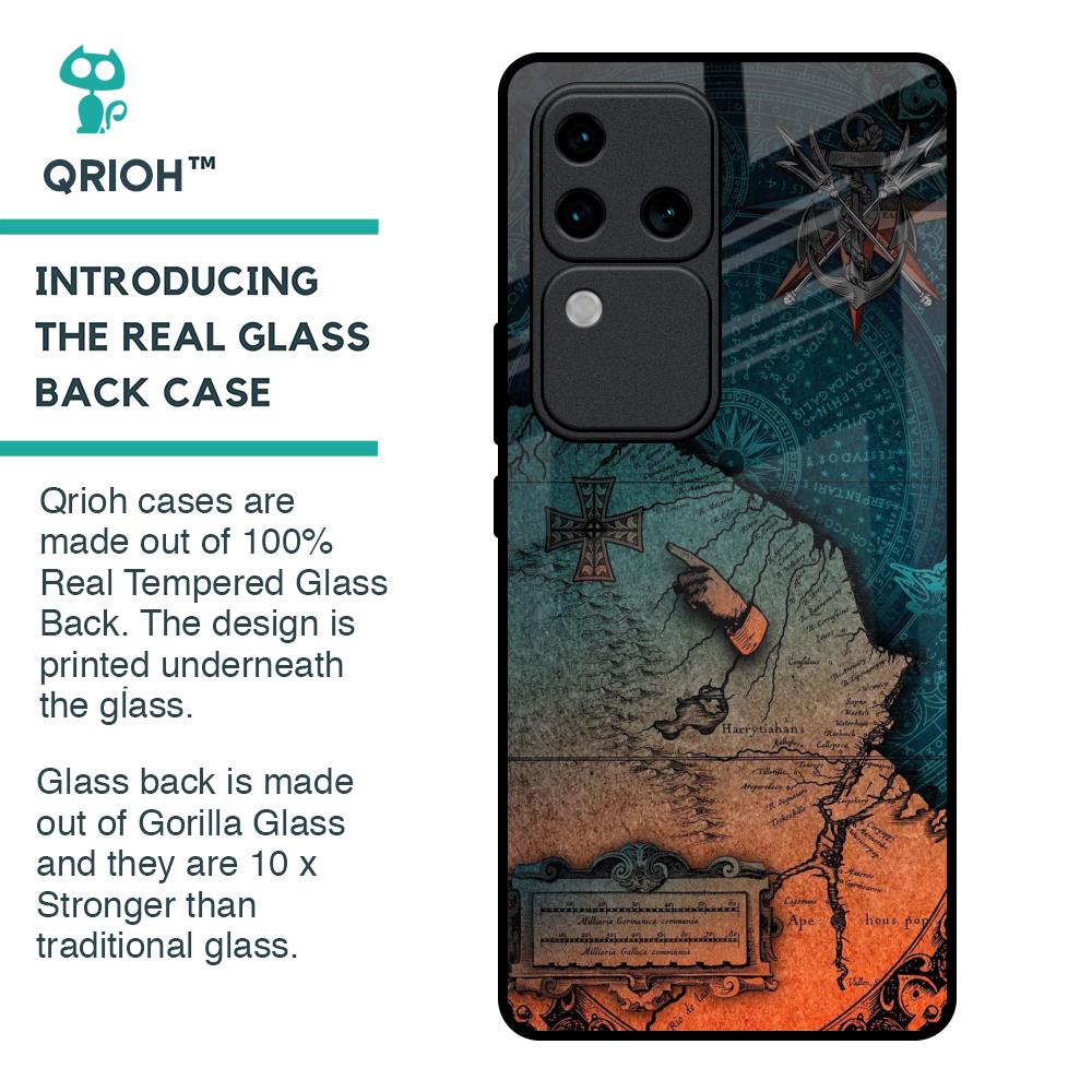 Geographical Map Glass Case for Vivo V30 Pro 5G
