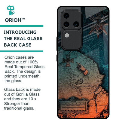 Geographical Map Glass Case for Vivo V30 Pro 5G