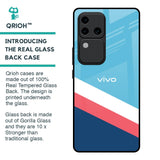 Pink & White Stripes Glass Case For Vivo V30 Pro 5G