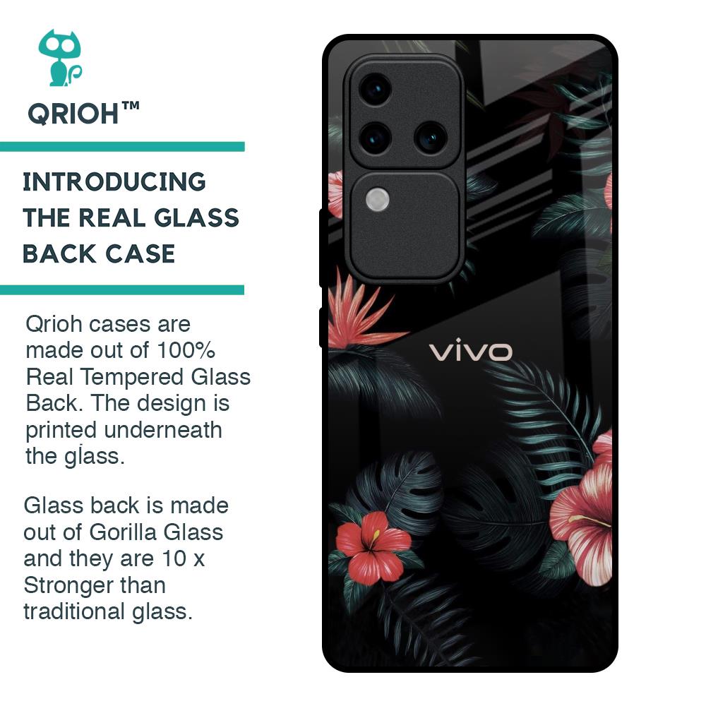 Tropical Art Flower Glass Case for Vivo V30 Pro 5G
