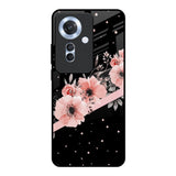 Floral Black Band Oppo F25 Pro 5G Glass Back Cover Online