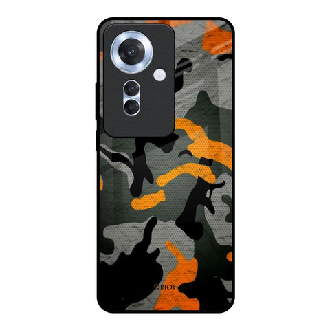 Camouflage Orange Oppo F25 Pro 5G Glass Back Cover Online