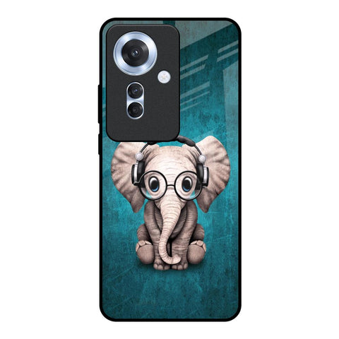 Adorable Baby Elephant Oppo F25 Pro 5G Glass Back Cover Online