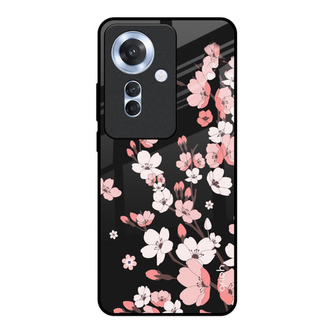 Black Cherry Blossom Oppo F25 Pro 5G Glass Back Cover Online