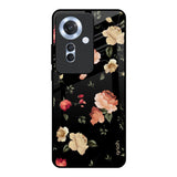 Black Spring Floral Oppo F25 Pro 5G Glass Back Cover Online