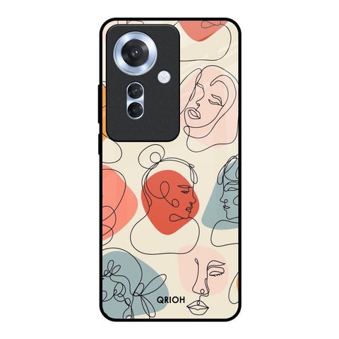 Abstract Faces Oppo F25 Pro 5G Glass Back Cover Online
