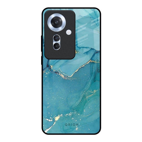 Blue Golden Glitter Oppo F25 Pro 5G Glass Back Cover Online