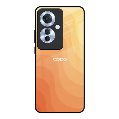 Orange Curve Pattern Oppo F25 Pro 5G Glass Back Cover Online