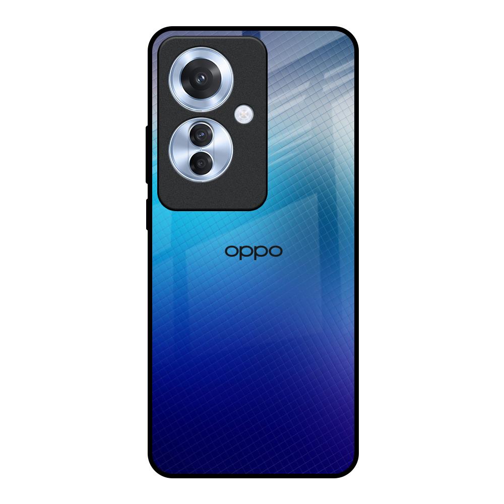 Blue Rhombus Pattern Oppo F25 Pro 5G Glass Back Cover Online
