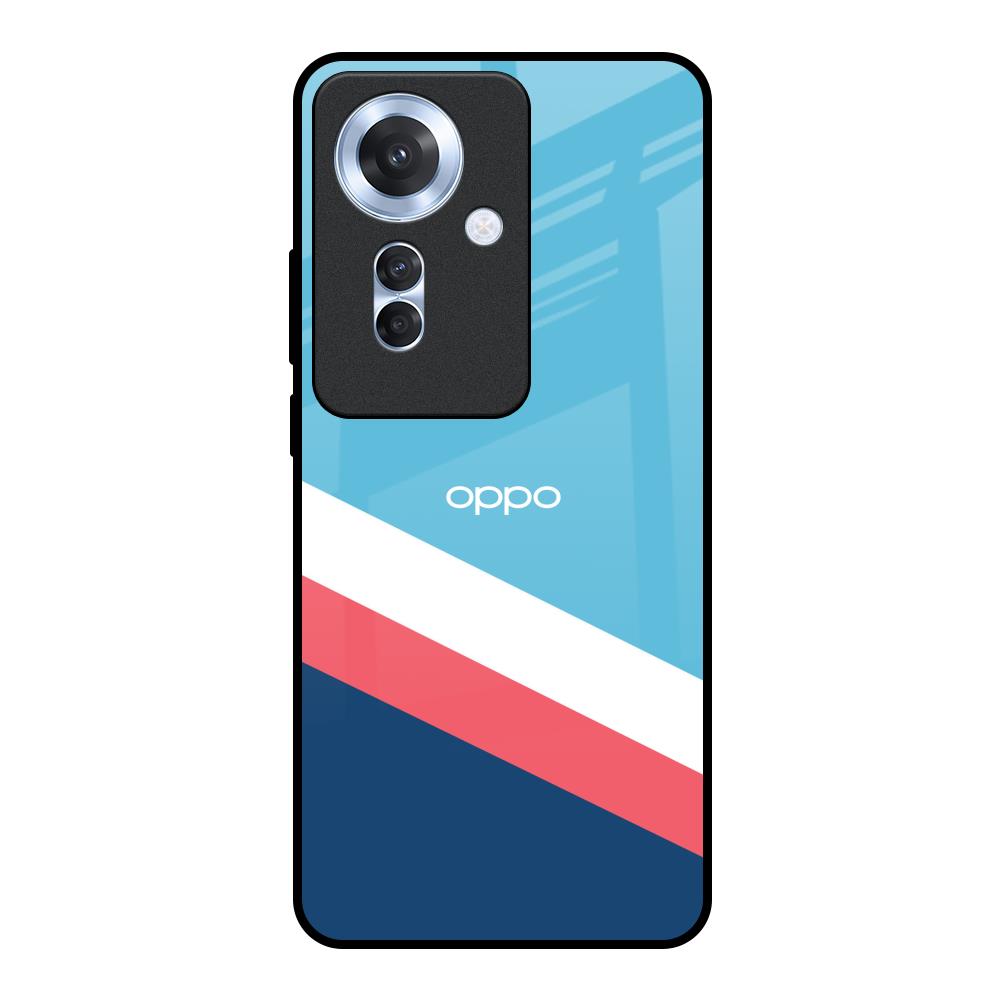 Pink & White Stripes Oppo F25 Pro 5G Glass Back Cover Online