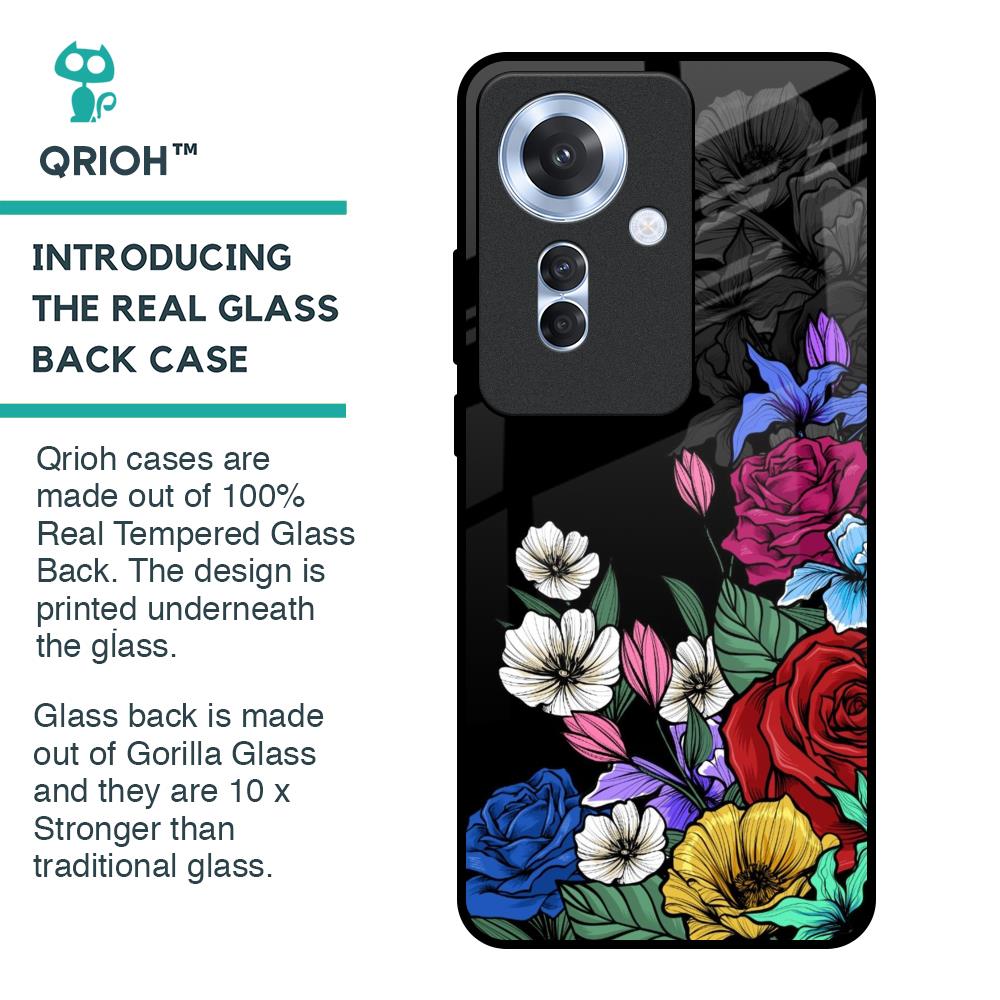Rose Flower Bunch Art Glass Case for Oppo F25 Pro 5G