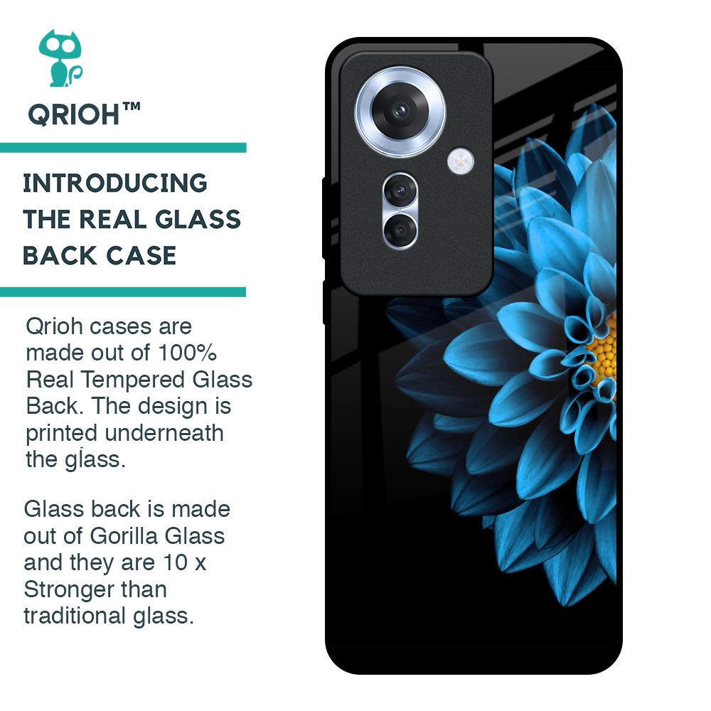 Half Blue Flower Glass Case for Oppo F25 Pro 5G