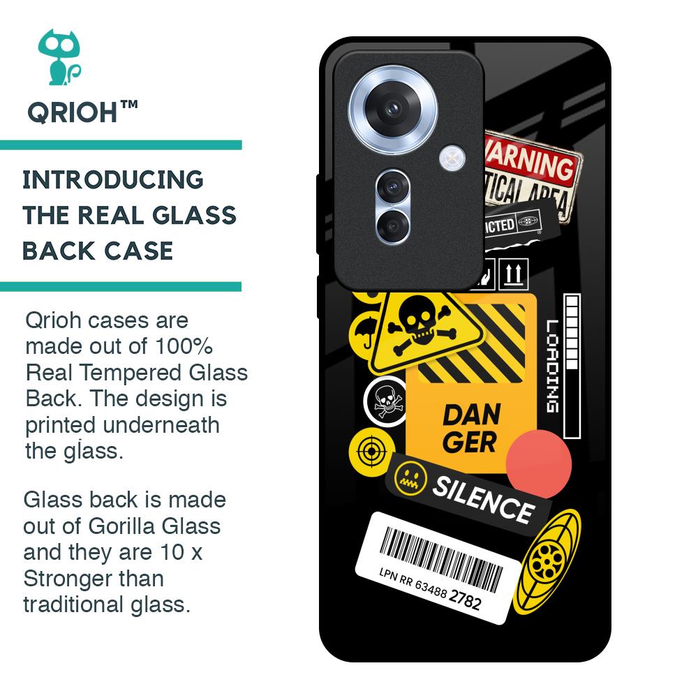 Danger Signs Glass Case for Oppo F25 Pro 5G