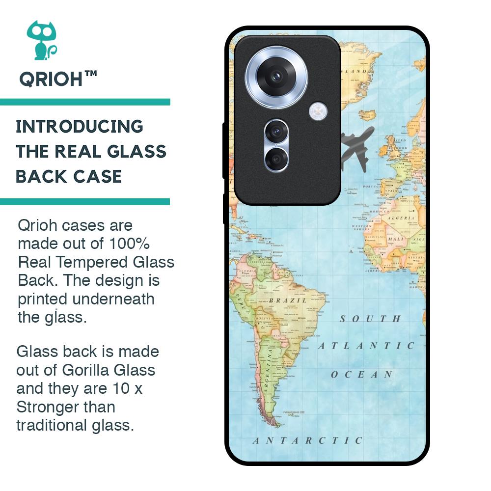 Travel Map Glass Case for Oppo F25 Pro 5G