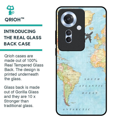 Travel Map Glass Case for Oppo F25 Pro 5G