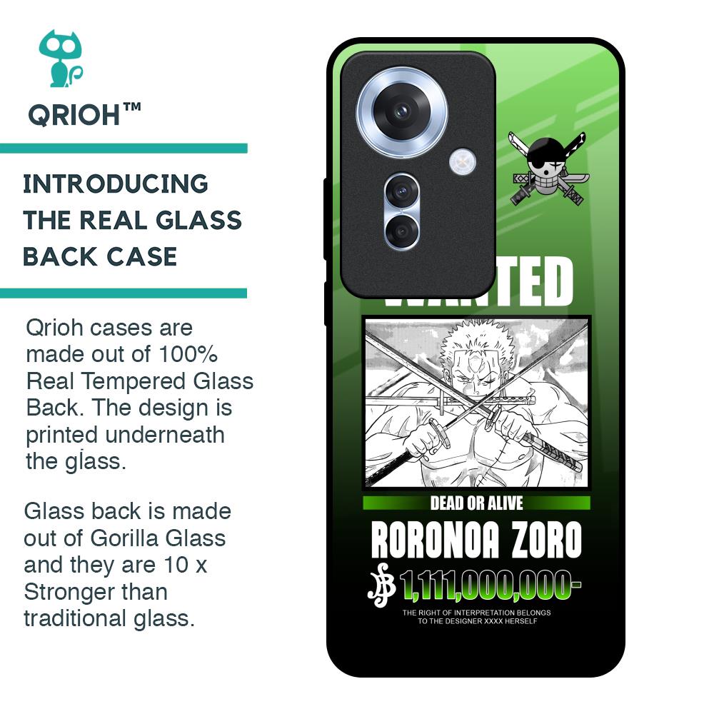 Zoro Wanted Glass Case for Oppo F25 Pro 5G