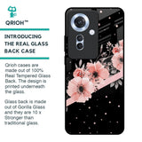 Floral Black Band Glass Case For Oppo F25 Pro 5G