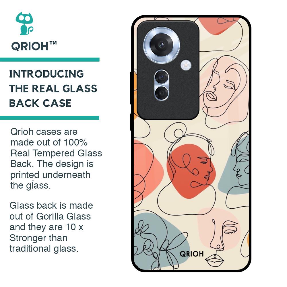 Abstract Faces Glass Case for Oppo F25 Pro 5G