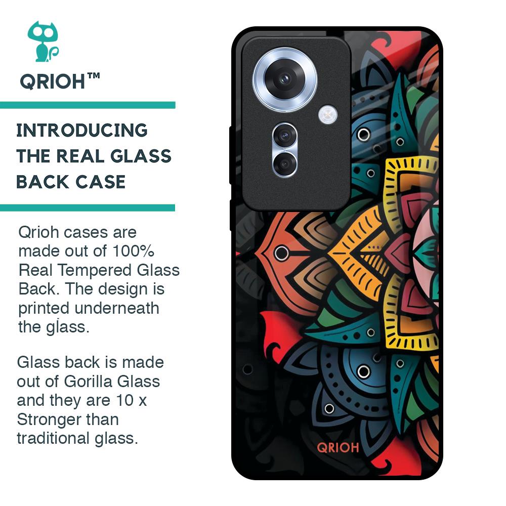 Retro Gorgeous Flower Glass Case for Oppo F25 Pro 5G