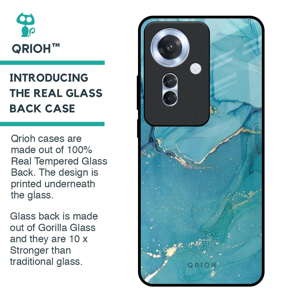 Blue Golden Glitter Glass Case for Oppo F25 Pro 5G