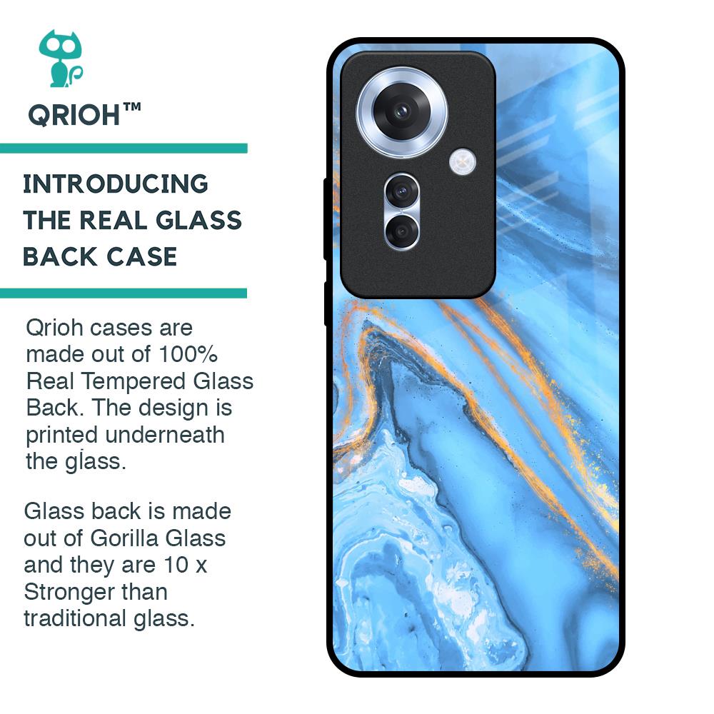 Vibrant Blue Marble Glass Case for Oppo F25 Pro 5G