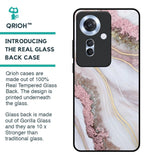 Pink & Gold Gllitter Marble Glass Case for Oppo F25 Pro 5G